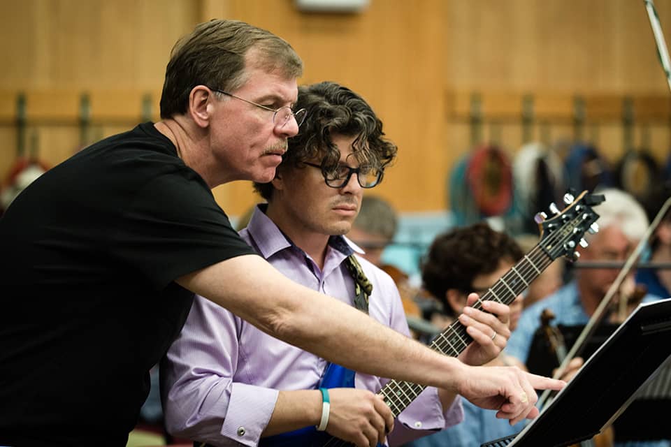 Kenneth Fuchs and D J Sparr recording Glacier with the LSO, Abbey Road Studio 1, August 21, 2017